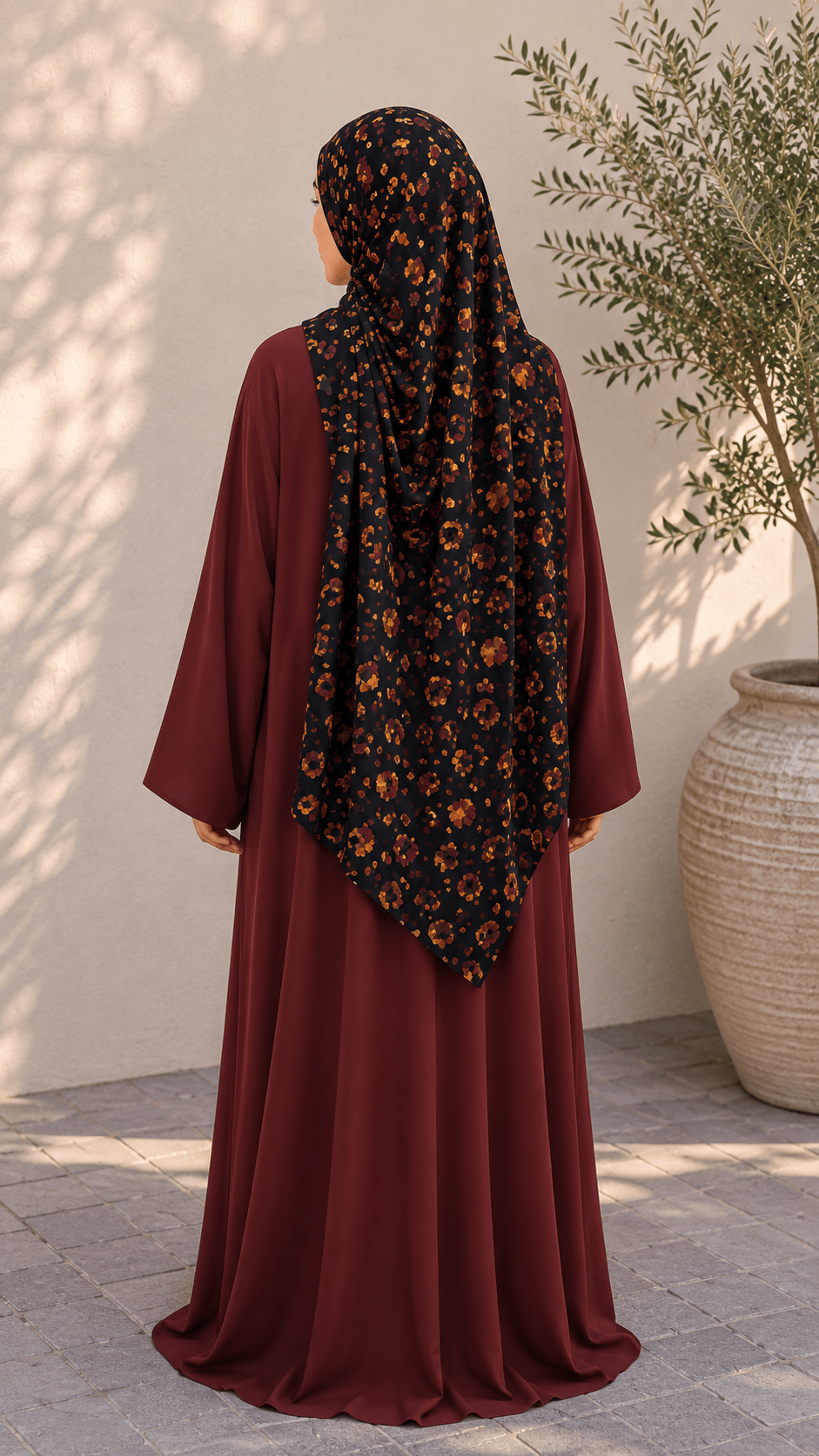 RY124 Black Amber Gold Watercolor Leopard Spot Hijab Shawl – Autumn Women's Head Scarf (80×180cm) - Raya