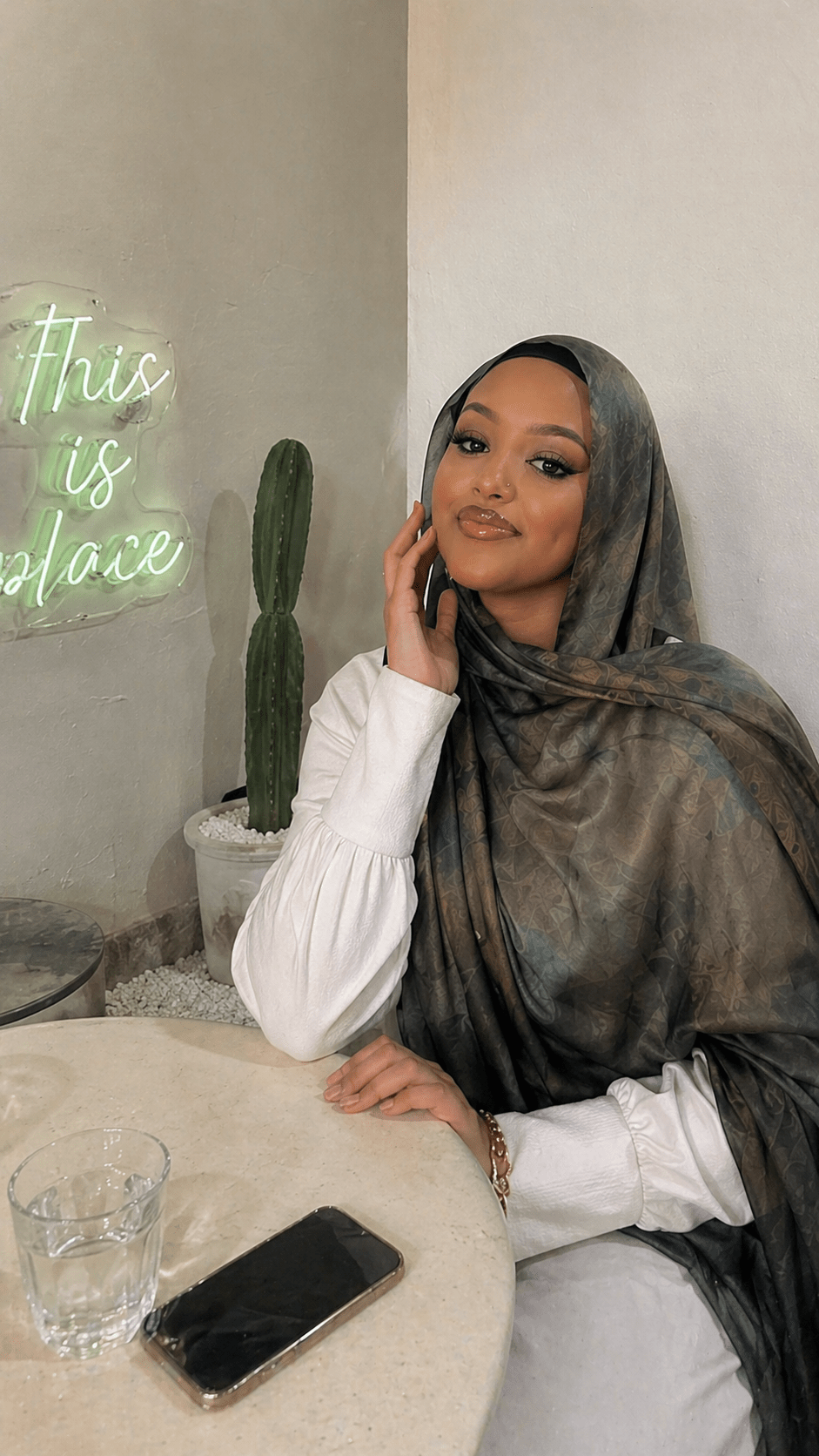 RY13 Sage Green Jacquard Floral Hijab Shawl – Watercolor Tonal Women's Head Scarf (80×180cm) - Raya