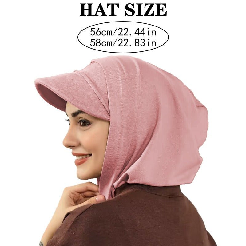 RY204 Modest Full Coverage Hijab Cap with Visor – Muslim Women Sun Protection Headscarf with Neck Cover - Raya