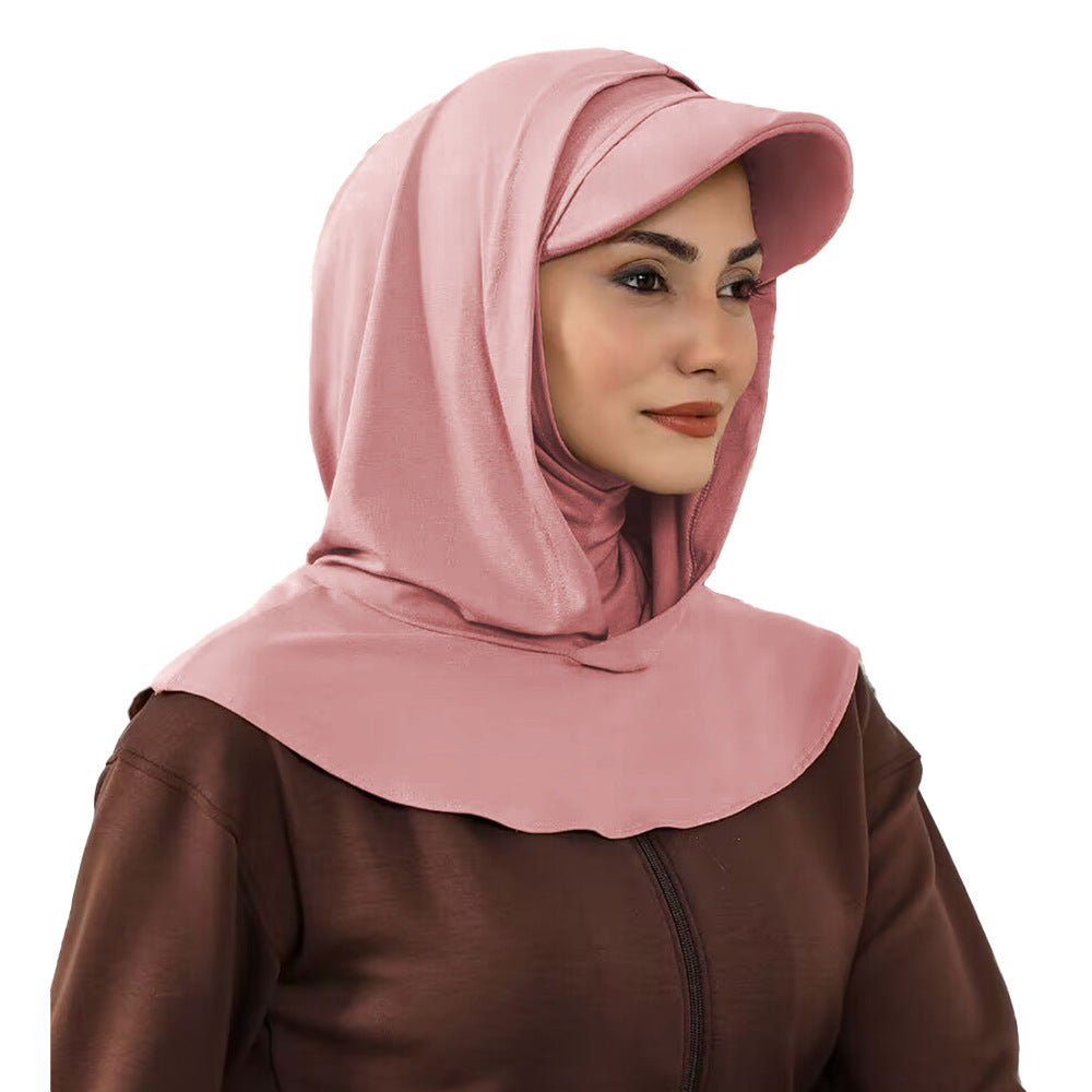RY204 Modest Full Coverage Hijab Cap with Visor – Muslim Women Sun Protection Headscarf with Neck Cover - Raya