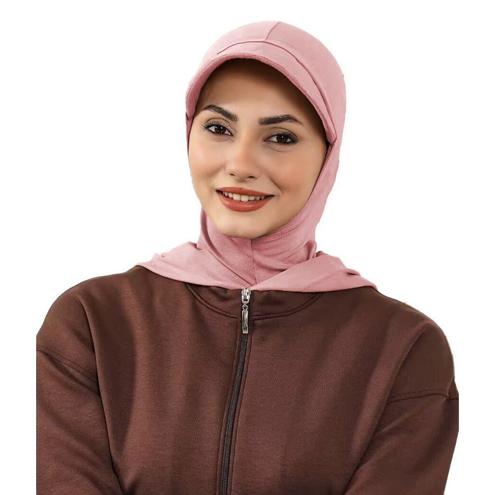 RY204 Modest Full Coverage Hijab Cap with Visor – Muslim Women Sun Protection Headscarf with Neck Cover - Raya