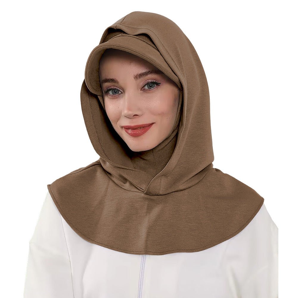 RY205 Modest Full Coverage Hijab Cap with Visor – Neck Cover Headscarf for Muslim Women - Raya