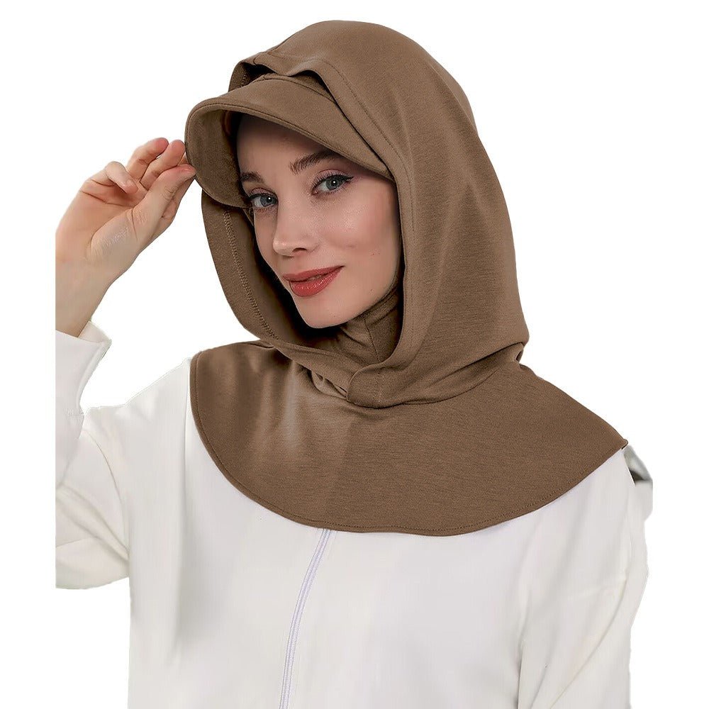 RY205 Modest Full Coverage Hijab Cap with Visor – Neck Cover Headscarf for Muslim Women - Raya