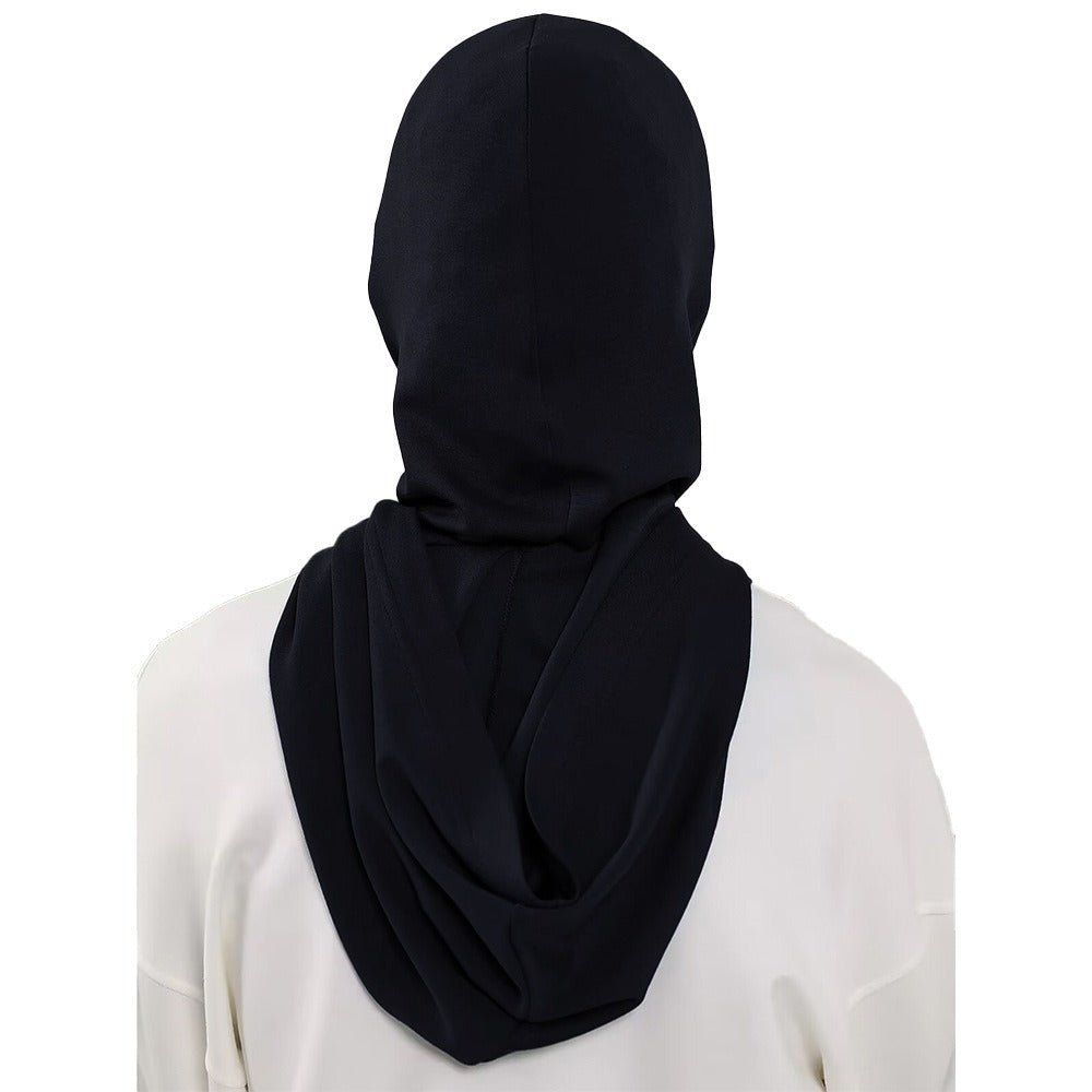 RY207 Black Full Coverage Hijab Cap with Visor – Modest Neck Cover Headscarf for Muslim Women - Raya