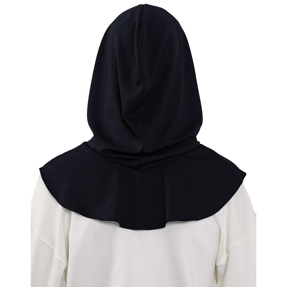 RY207 Black Full Coverage Hijab Cap with Visor – Modest Neck Cover Headscarf for Muslim Women - Raya