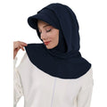 RY207 Black Full Coverage Hijab Cap with Visor – Modest Neck Cover Headscarf for Muslim Women - Raya
