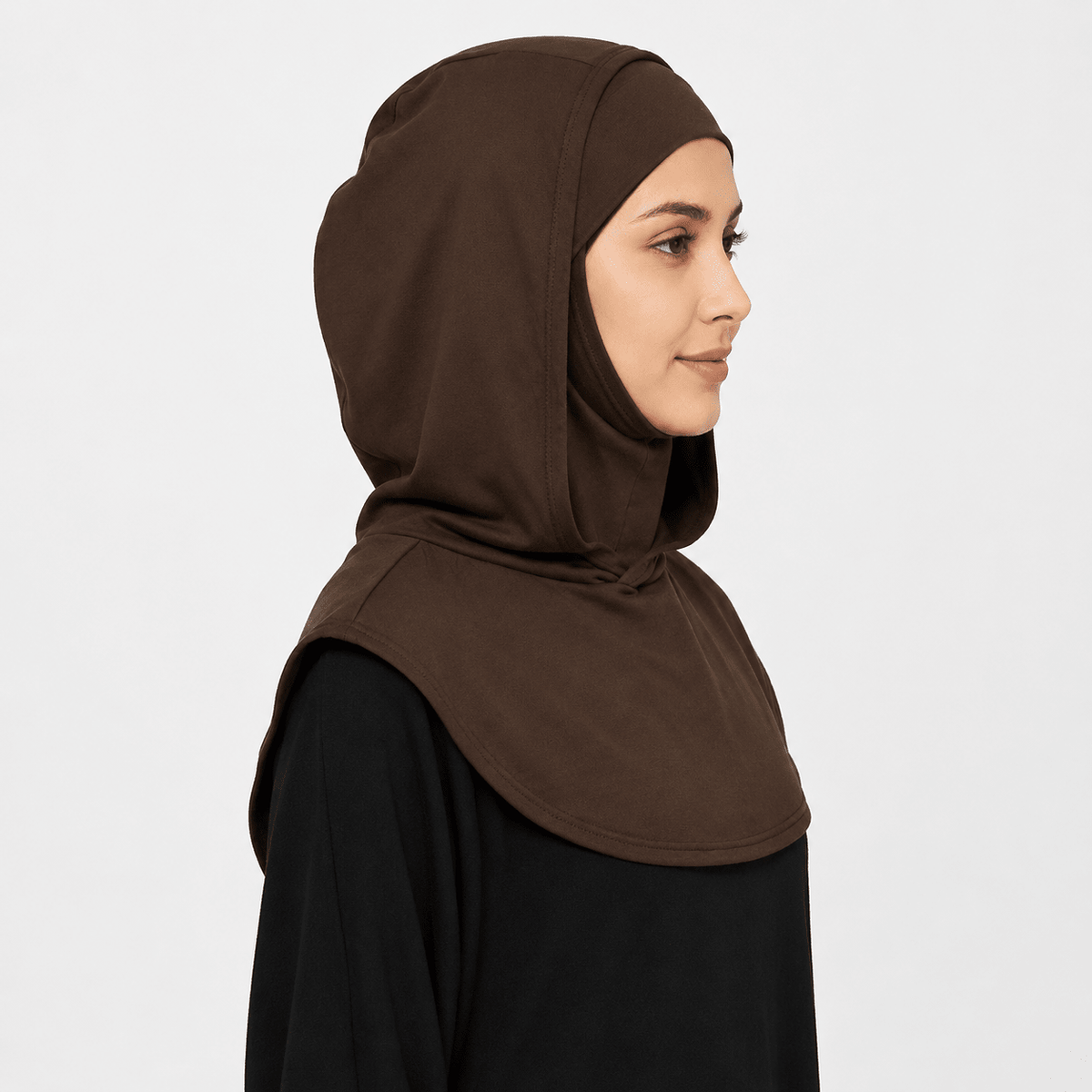 RY208 Brown Mercerized Cotton Full Coverage Hijab Cap – Solid Color Sun Protection Headscarf - Raya