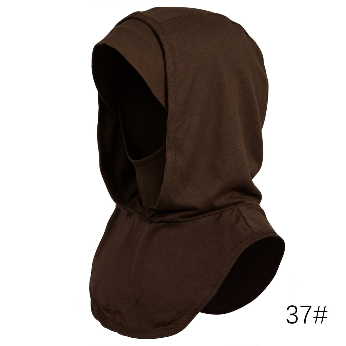 RY208 Brown Mercerized Cotton Full Coverage Hijab Cap – Solid Color Sun Protection Headscarf - Raya