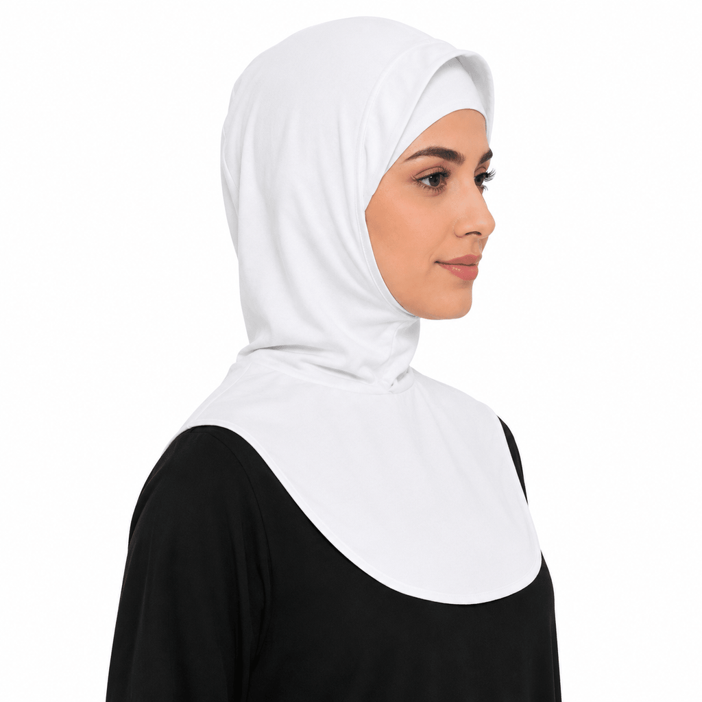 RY209 White Mercerized Cotton Full Coverage Hijab Cap – Solid Color Sun Protection Headscarf - Raya