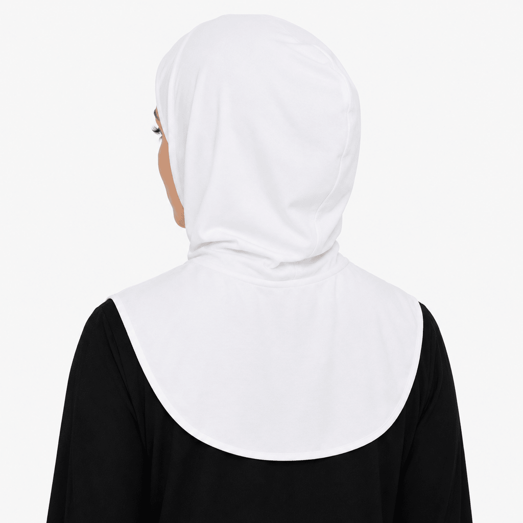 RY209 White Mercerized Cotton Full Coverage Hijab Cap – Solid Color Sun Protection Headscarf - Raya