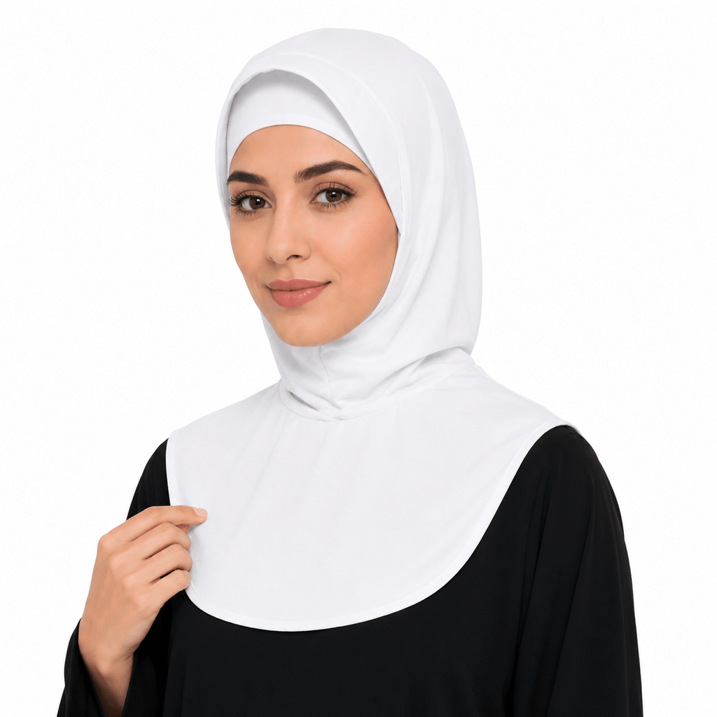 RY209 White Mercerized Cotton Full Coverage Hijab Cap – Solid Color Sun Protection Headscarf - Raya