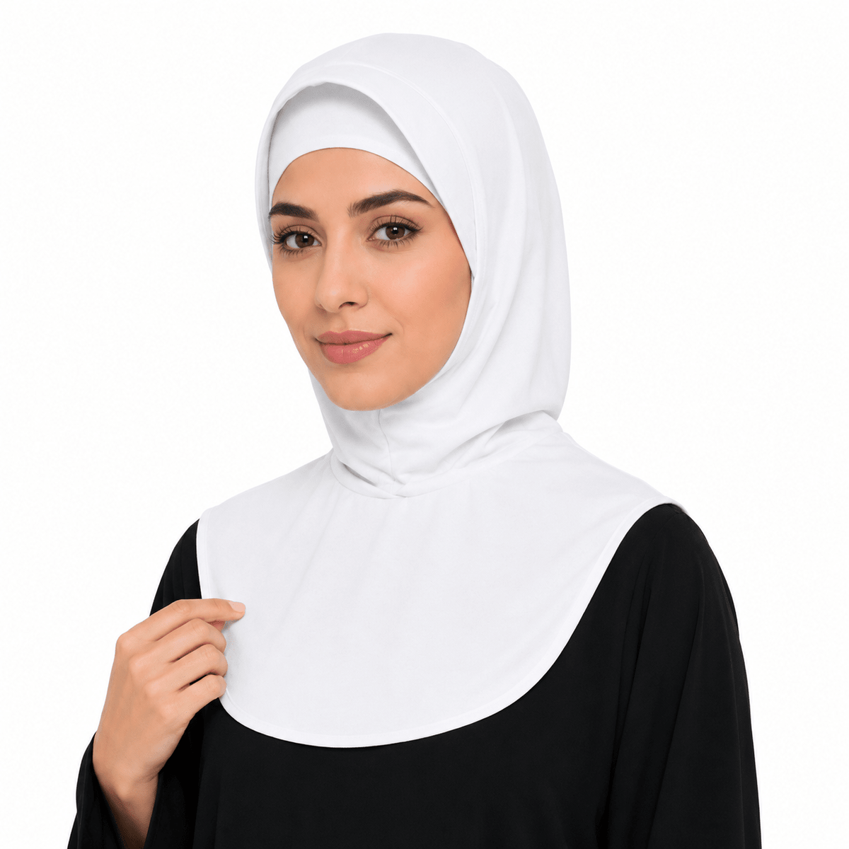 RY209 White Mercerized Cotton Full Coverage Hijab Cap – Solid Color Sun Protection Headscarf - Raya