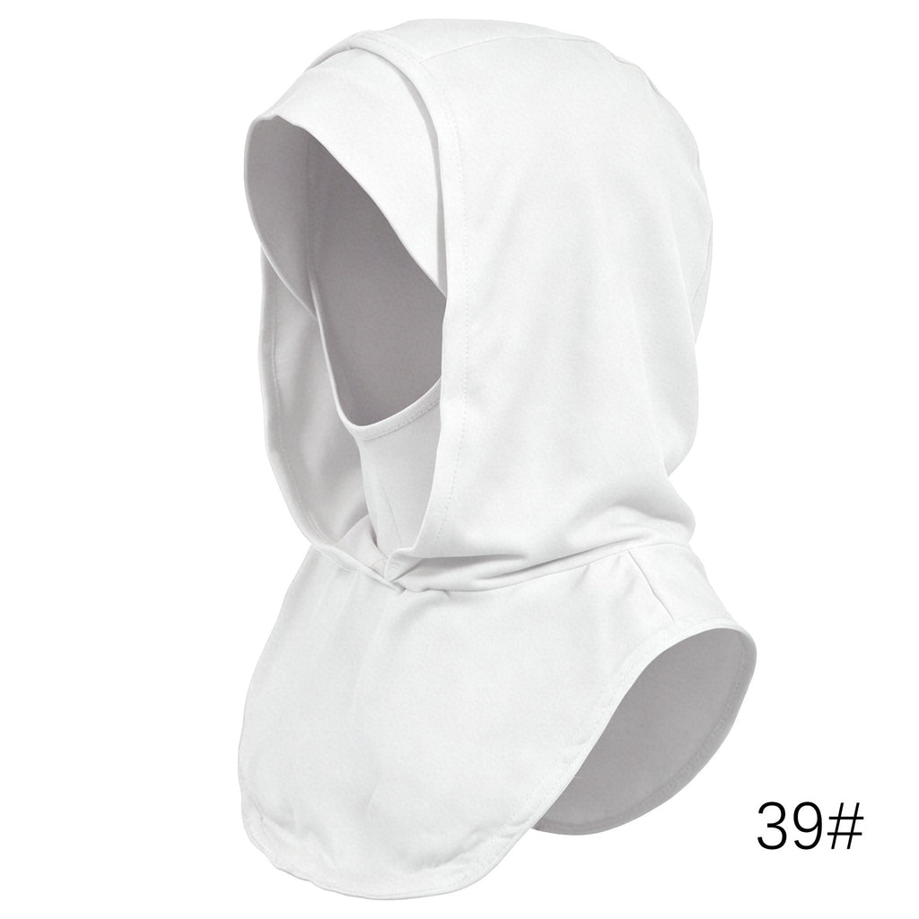 RY209 White Mercerized Cotton Full Coverage Hijab Cap – Solid Color Sun Protection Headscarf - Raya