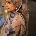 RY21 Mauve Grey Abstract Ink Splash Hijab Shawl – Watercolor Splatter Women's Head Scarf (80×180cm) - Raya