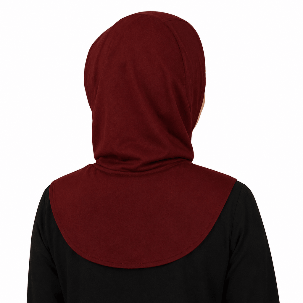 RY210 Burgundy Mercerized Cotton Full Coverage Hijab Cap – Sun Protection Headscarf - Raya