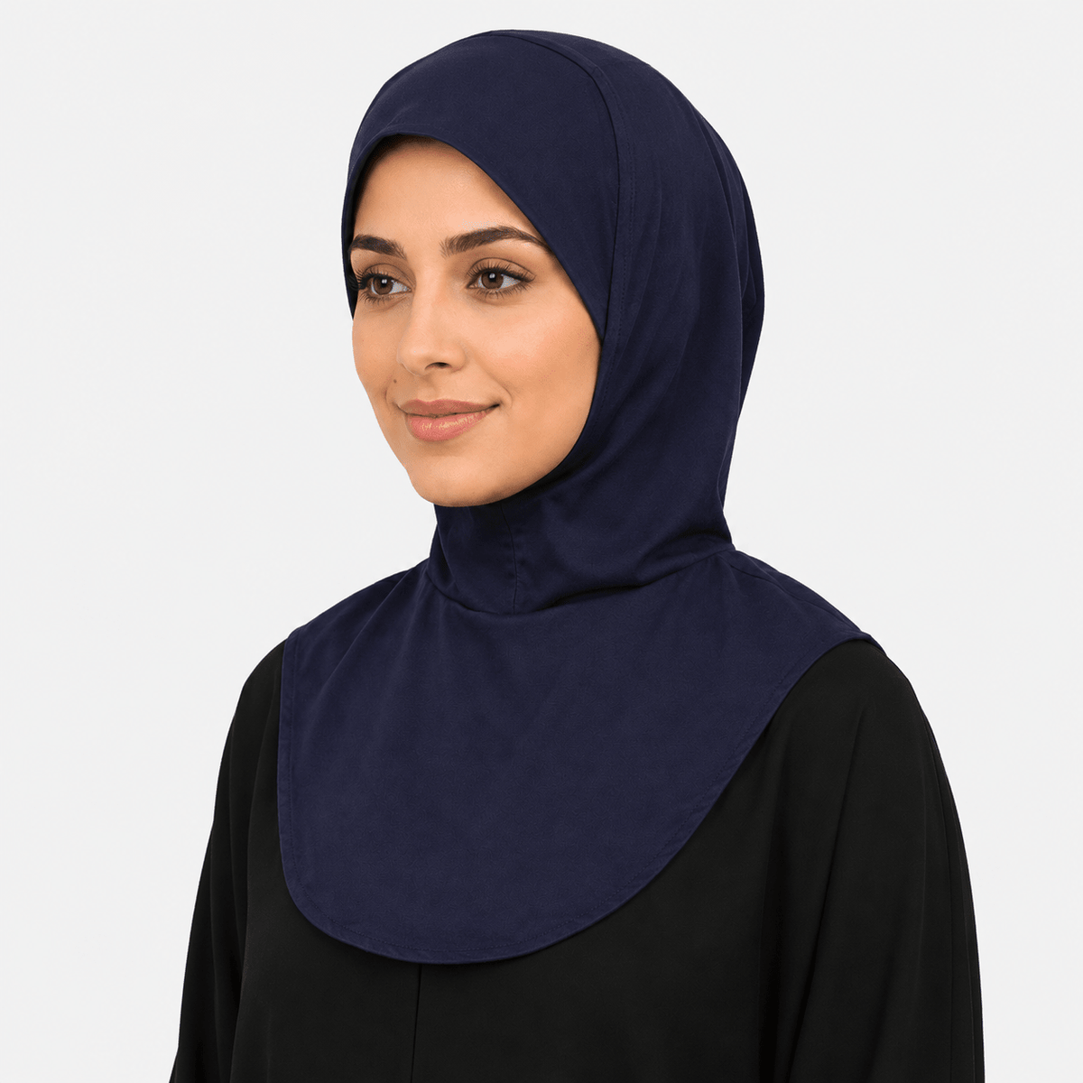 RY211 Navy Mercerized Cotton Full Coverage Hijab Cap – Sun Protection Headscarf - Raya