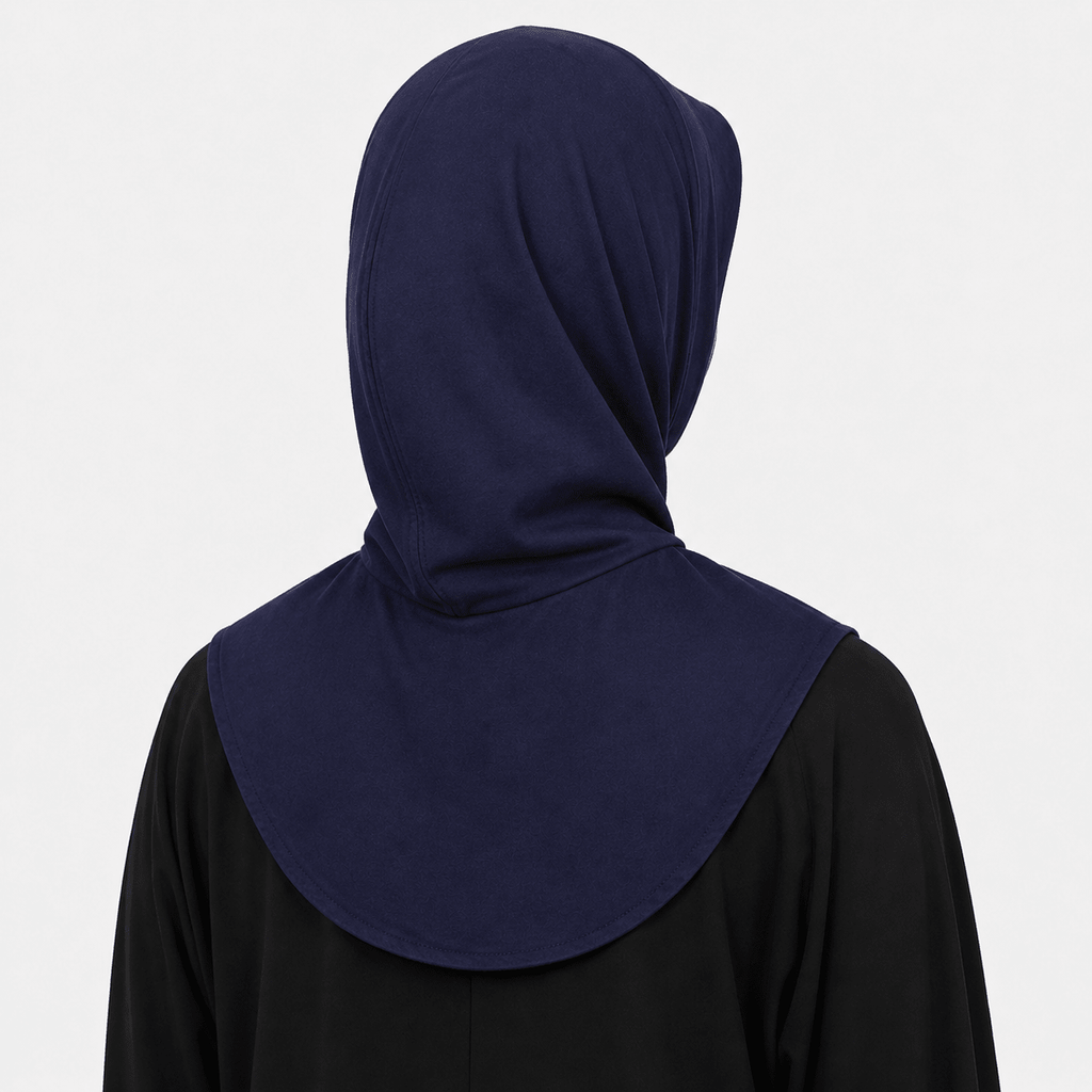 RY211 Navy Mercerized Cotton Full Coverage Hijab Cap – Sun Protection Headscarf - Raya