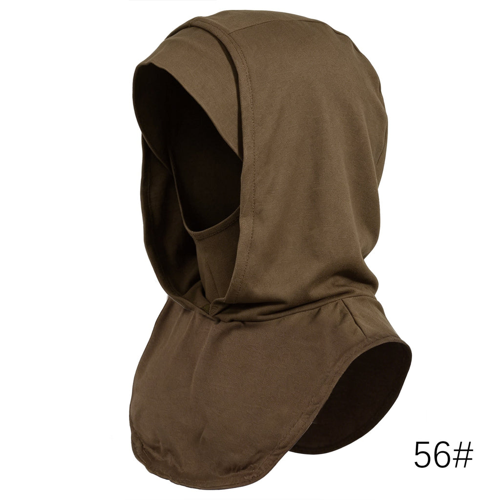 RY212 Khaki Mercerized Cotton Full Coverage Hijab Cap – Sun Protection Headscarf - Raya