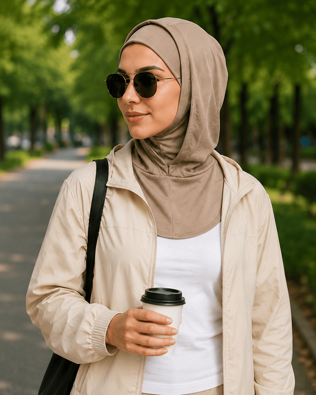 RY213 Cocoa Mercerized Cotton Full Coverage Hijab Cap – Sun Protection Headscarf - Raya