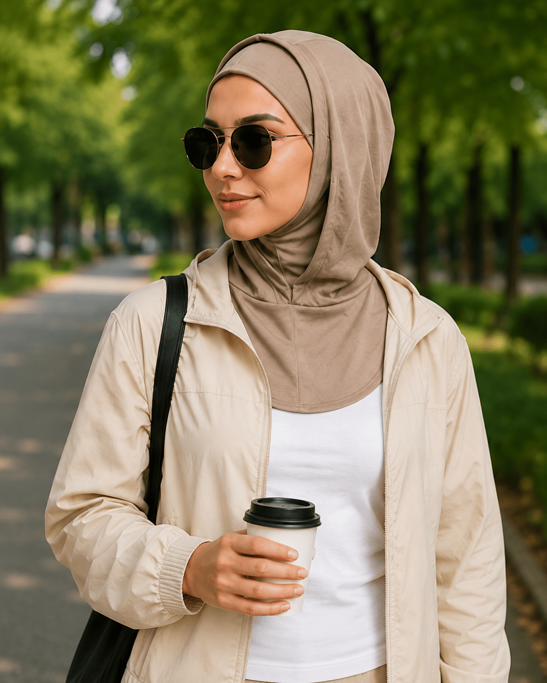 RY213 Cocoa Mercerized Cotton Full Coverage Hijab Cap – Sun Protection Headscarf - Raya