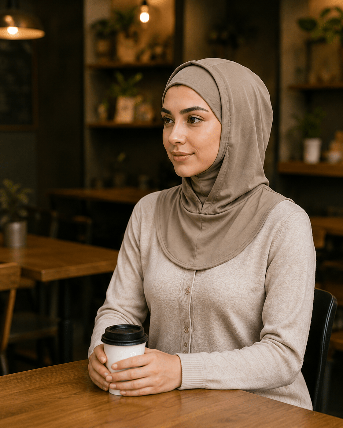 RY213 Cocoa Mercerized Cotton Full Coverage Hijab Cap – Sun Protection Headscarf - Raya