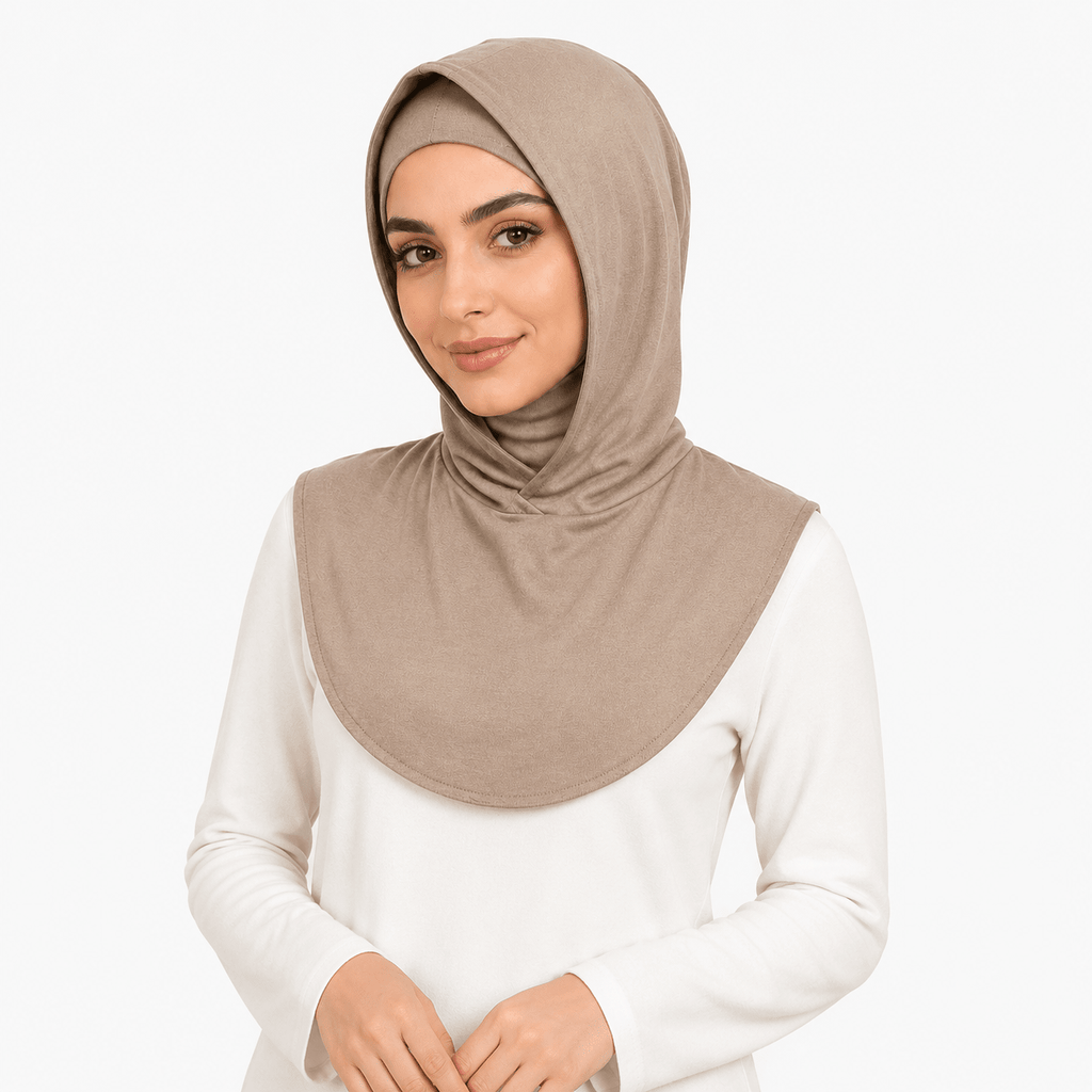 RY214 Hazel Wood Mercerized Cotton Full Coverage Hijab Cap – Sun Protection Headscarf - Raya