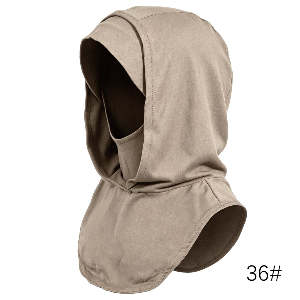RY214 Hazel Wood Mercerized Cotton Full Coverage Hijab Cap – Sun Protection Headscarf - Raya