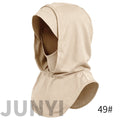 RY215 Beige Mercerized Cotton Full Coverage Hijab Cap – Modest Sun Protection Headscarf for Muslim Women - Raya