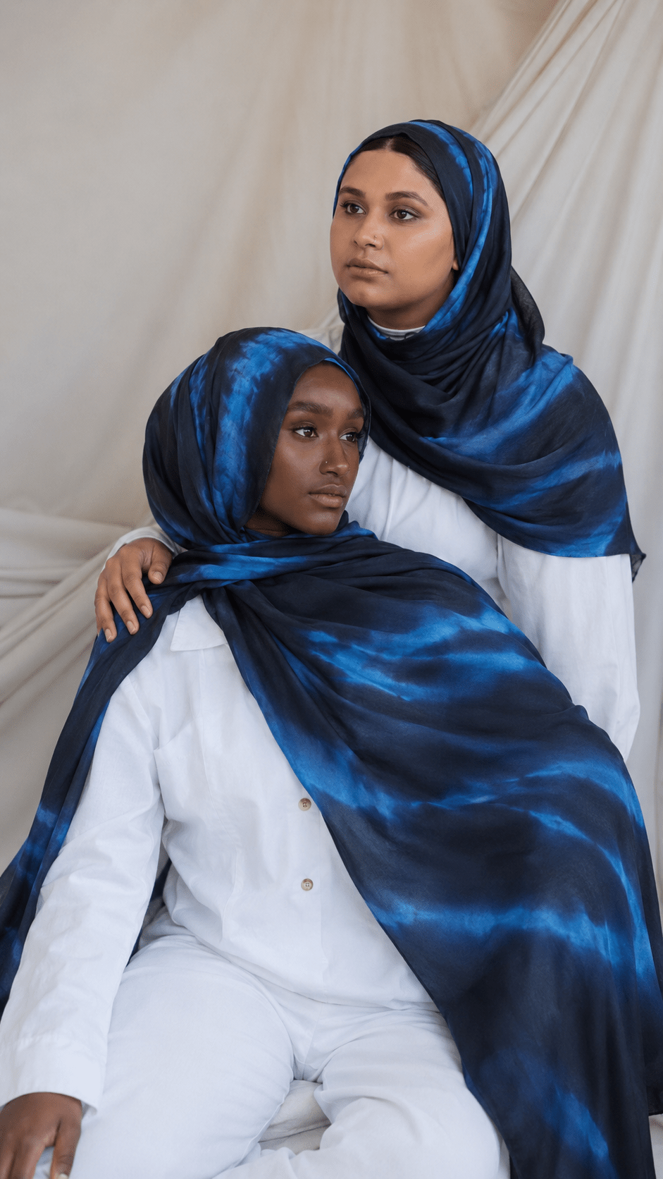RY216 Midnight Ocean Printed Jersey Hijab – Soft Premium Drape Scarf - Raya