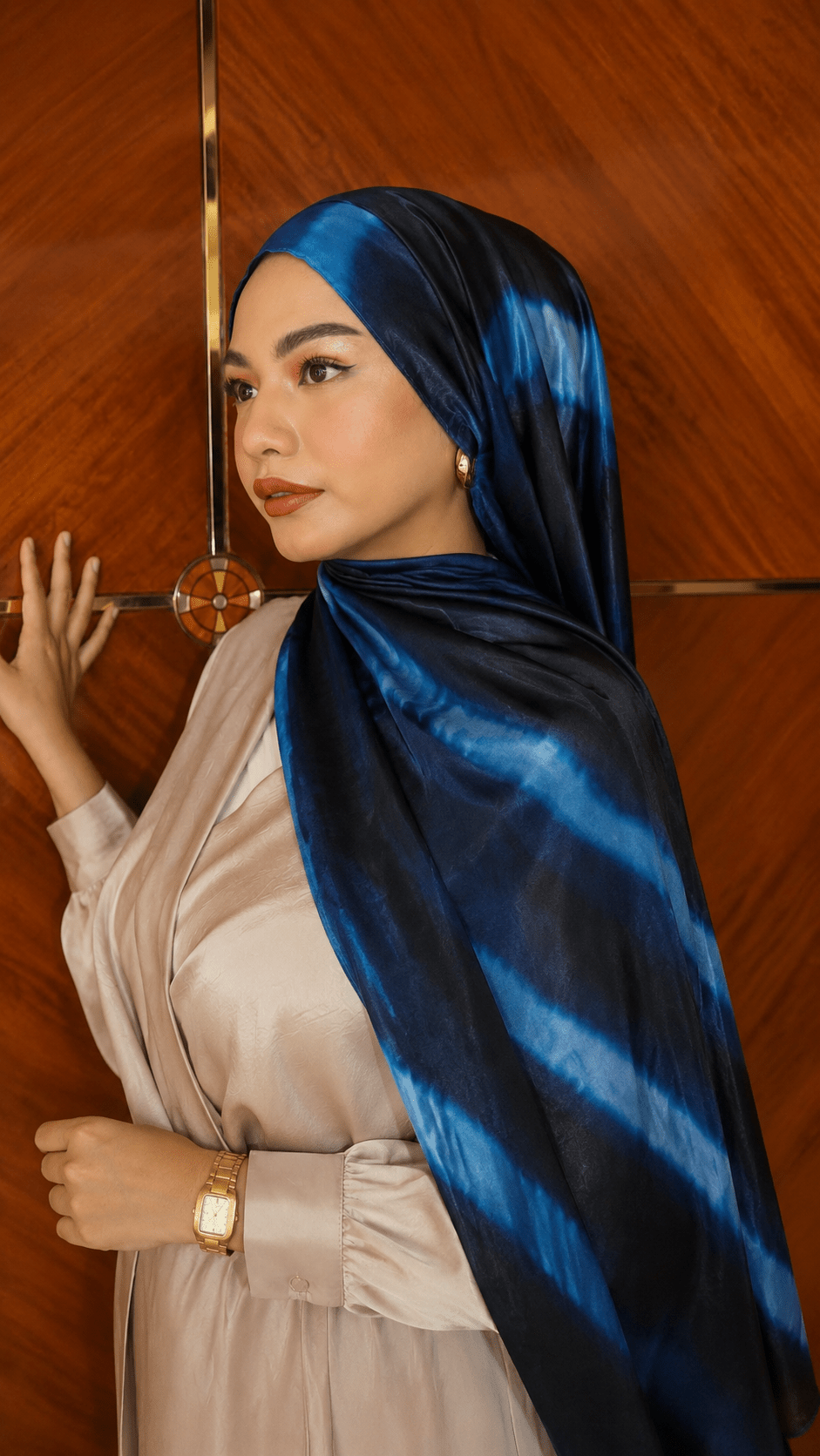 RY216 Midnight Ocean Printed Jersey Hijab – Soft Premium Drape Scarf - Raya