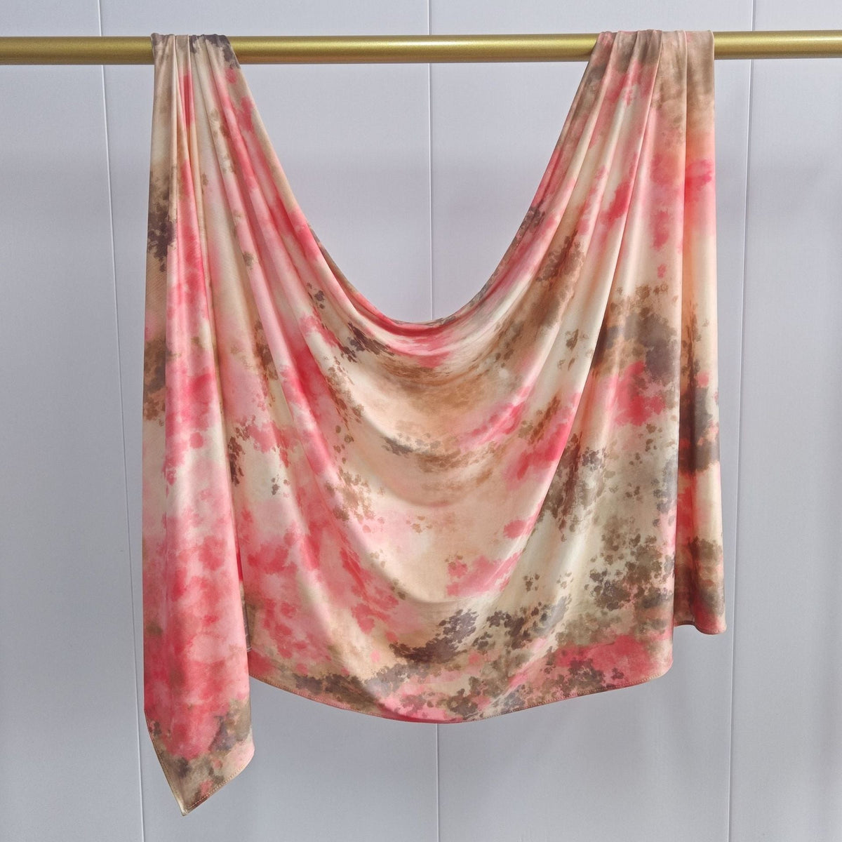 RY217 Blush Pink Printed Liquid Jersey Hijab – Soft Premium Drape Scarf - Raya