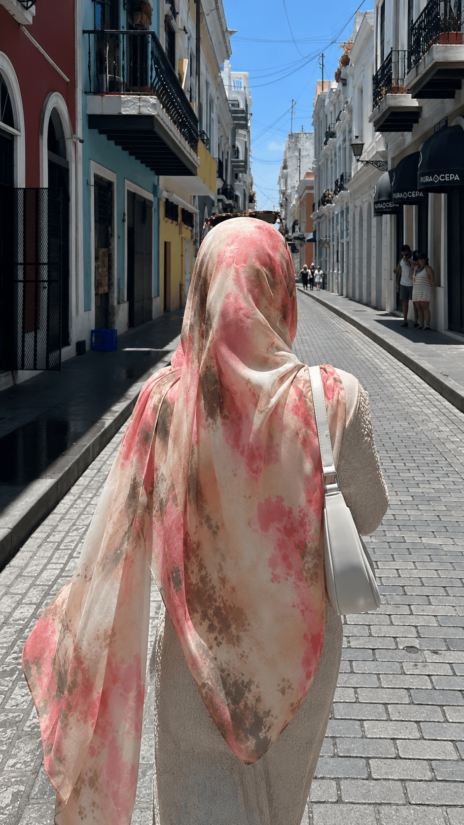RY217 Blush Pink Printed Liquid Jersey Hijab – Soft Premium Drape Scarf - Raya