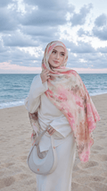 RY217 Blush Pink Printed Liquid Jersey Hijab – Soft Premium Drape Scarf - Raya