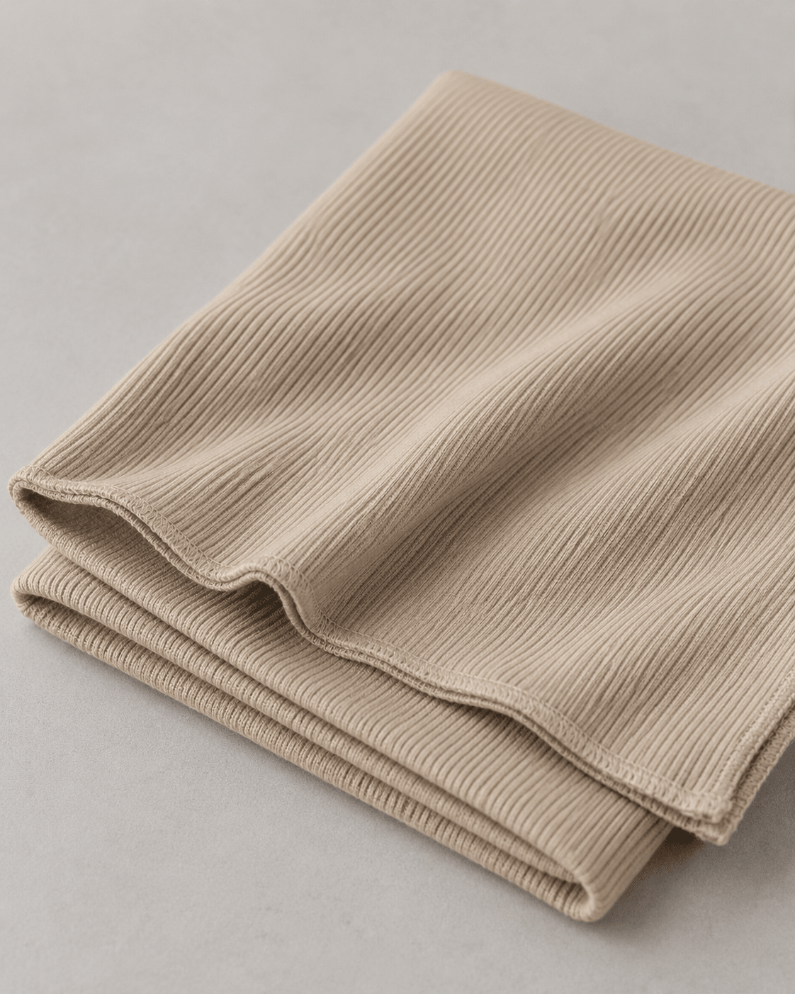 RY218 Taupe Beige Cotton Ribbed Jersey Hijab Scarf – Soft Stretch Breathable Headscarf - Raya