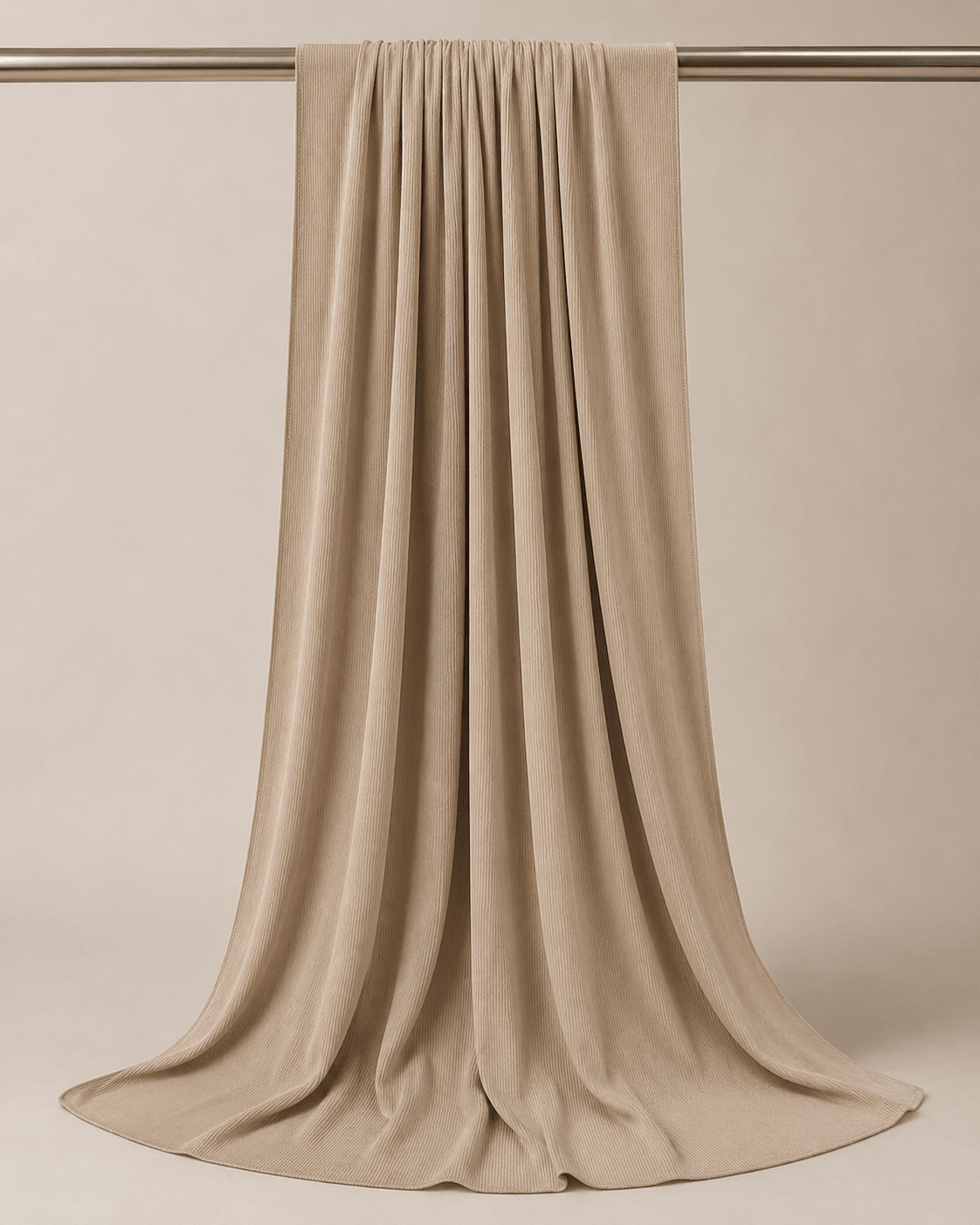 RY218 Taupe Beige Cotton Ribbed Jersey Hijab Scarf – Soft Stretch Breathable Headscarf - Raya
