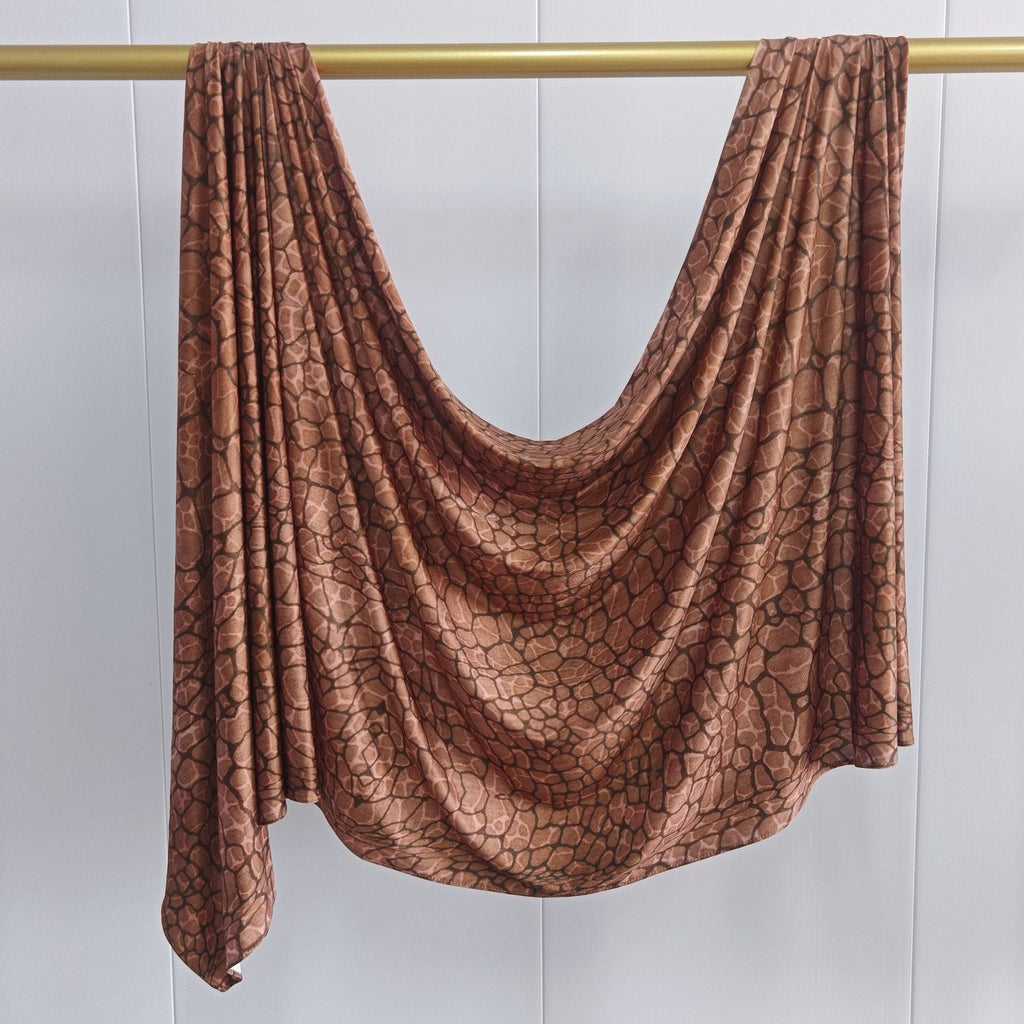 RY219 Mocha Brown Animal Print Liquid Jersey Hijab – Soft Premium Drape Scarf - Raya