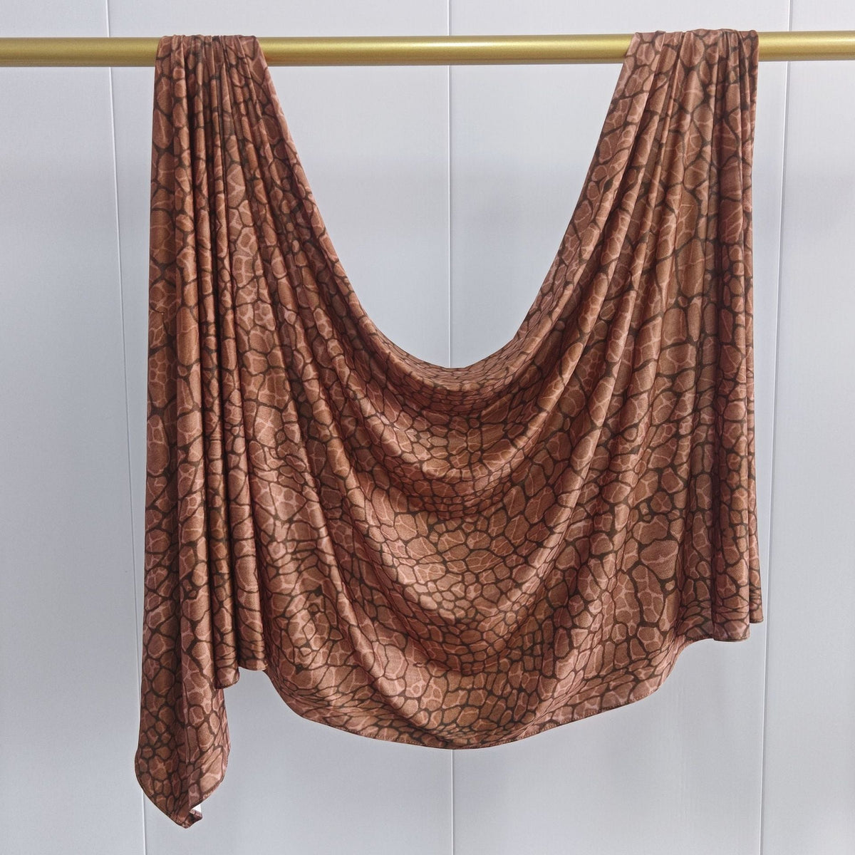RY219 Mocha Brown Animal Print Liquid Jersey Hijab – Soft Premium Drape Scarf - Raya