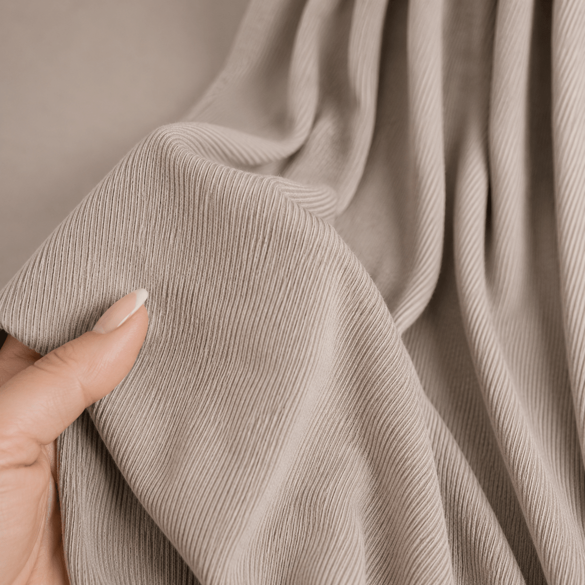 RY219 Stone Grey Cotton Ribbed Jersey Hijab Scarf – Soft Stretch Breathable Headscarf - Raya