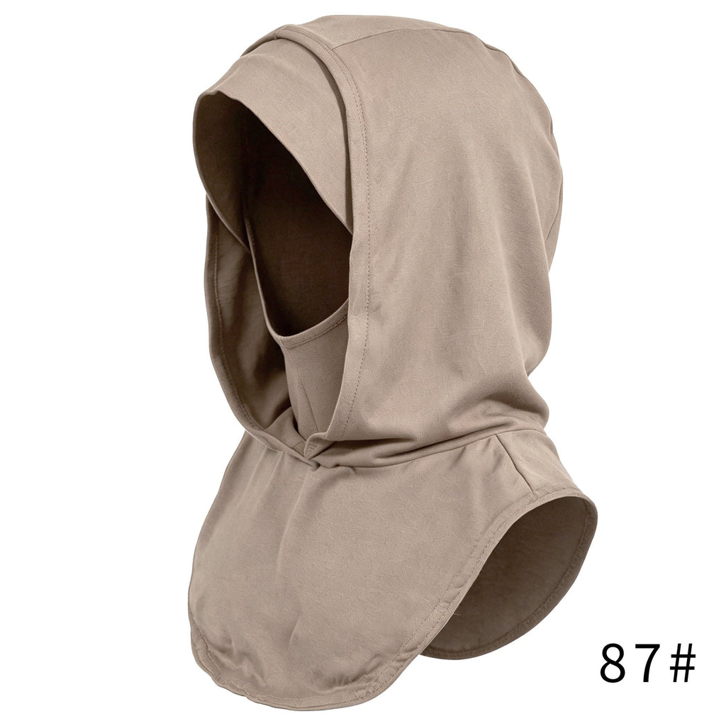 RY221 Light Coffee Full Coverage Hijab Cap – Soft Cotton Sun Protection Headscarf - Raya