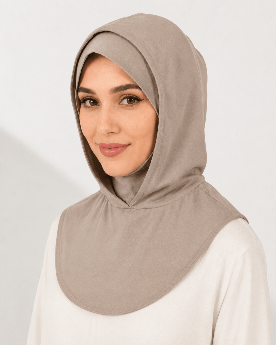 RY221 Light Coffee Full Coverage Hijab Cap – Soft Cotton Sun Protection Headscarf - Raya