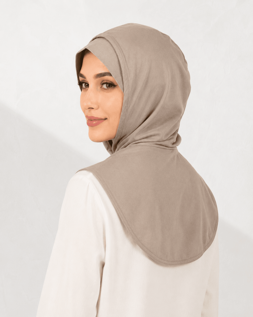 RY221 Light Coffee Full Coverage Hijab Cap – Soft Cotton Sun Protection Headscarf - Raya