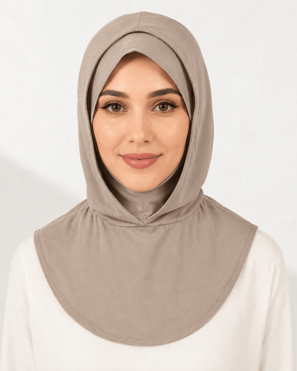 RY221 Light Coffee Full Coverage Hijab Cap – Soft Cotton Sun Protection Headscarf - Raya