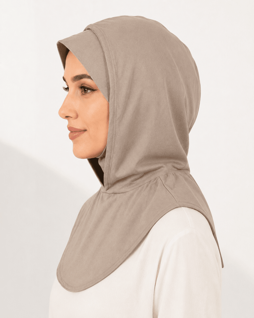 RY221 Light Coffee Full Coverage Hijab Cap – Soft Cotton Sun Protection Headscarf - Raya
