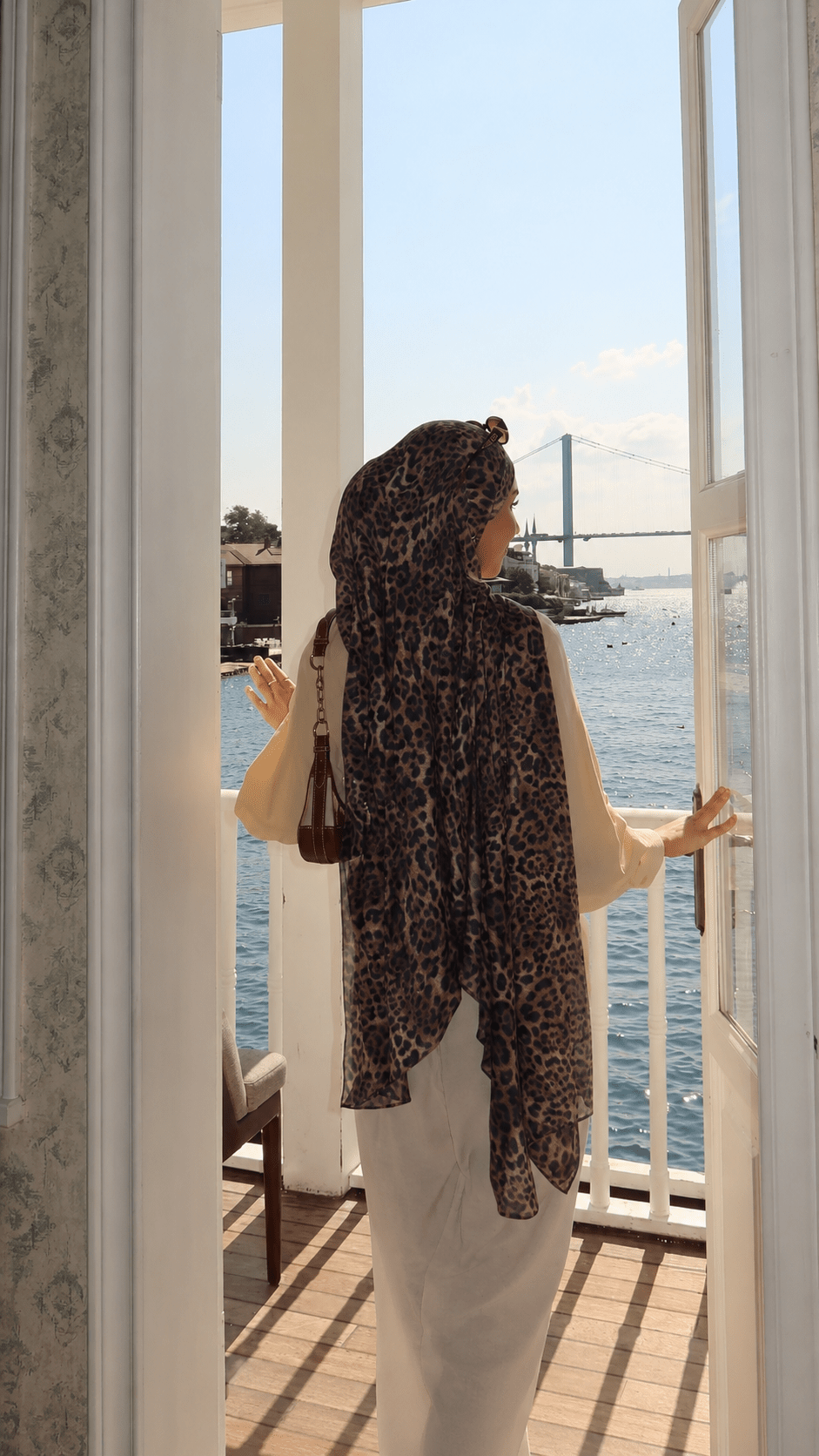 RY222 Brown Leopard Print Liquid Jersey Hijab – Soft Premium Drape Scarf - Raya