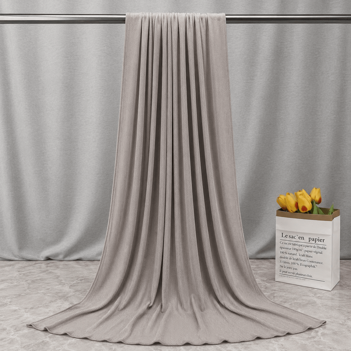 RY224 Stone Taupe Cotton Ribbed Jersey Hijab Scarf – Soft Stretch Breathable Headscarf - Raya