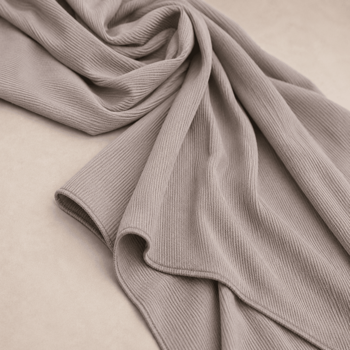 RY224 Stone Taupe Cotton Ribbed Jersey Hijab Scarf – Soft Stretch Breathable Headscarf - Raya