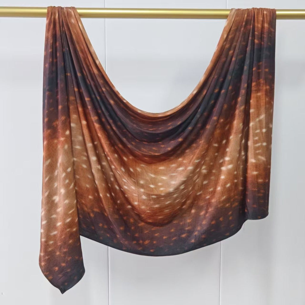 RY225 Amber Mocha Printed Liquid Jersey Hijab – Soft Premium Drape Scarf - Raya