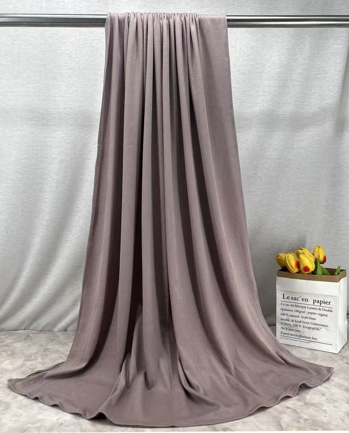 RY225 Mauve Taupe Cotton Ribbed Jersey Hijab Scarf – Soft Stretch Breathable Headscarf - Raya