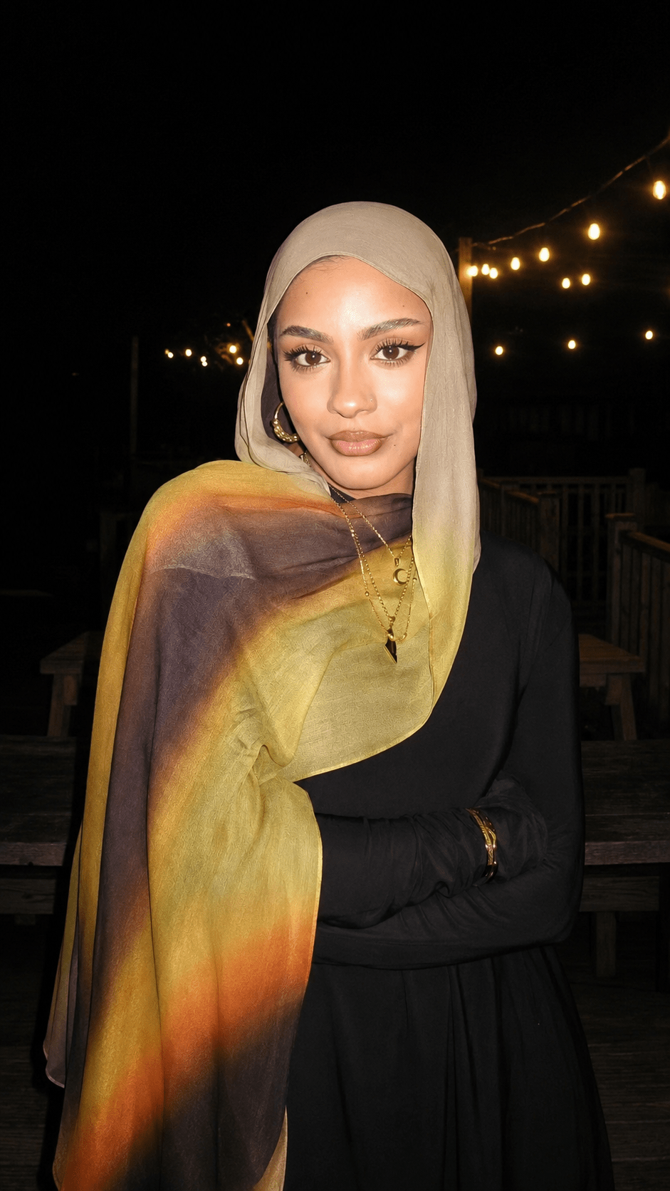 RY226 Golden Olive Gradient Liquid Jersey Hijab – Soft Premium Drape Scarf - Raya