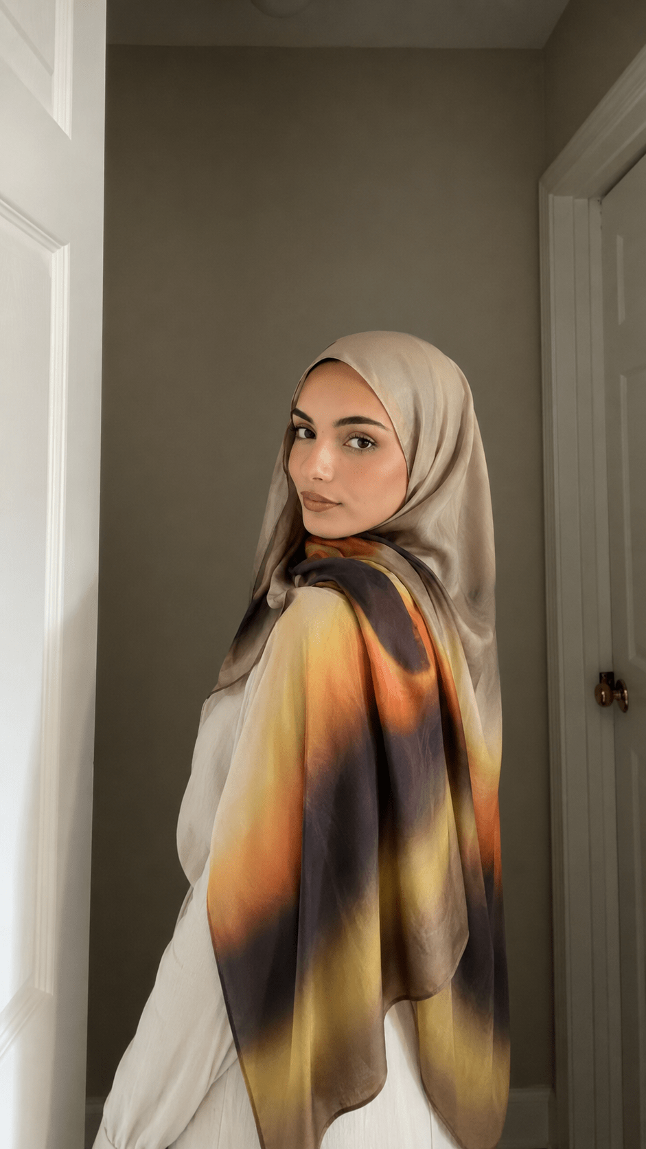 RY226 Golden Olive Gradient Liquid Jersey Hijab – Soft Premium Drape Scarf - Raya